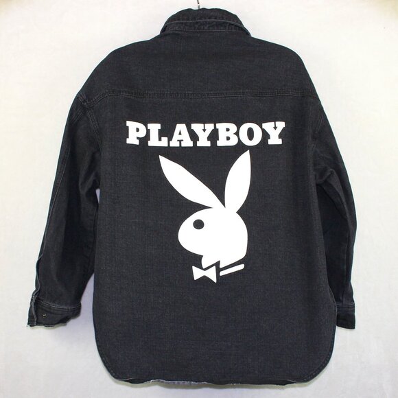 Playboy Denim Button Up Jacket Women Large - Picture 1 of 10